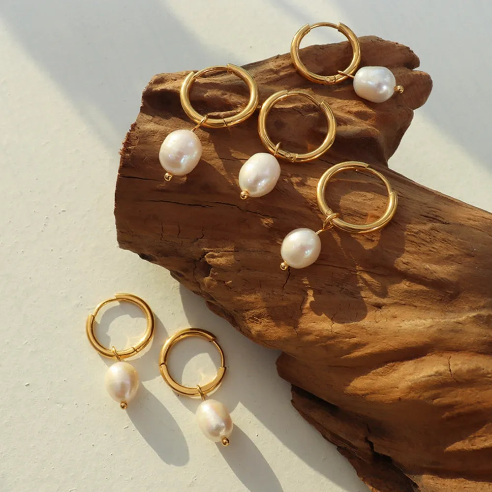 minimal pearl earrings lightweight everyday wear