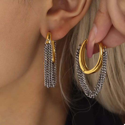 18k gold plated hoop earrings trendy chunky style