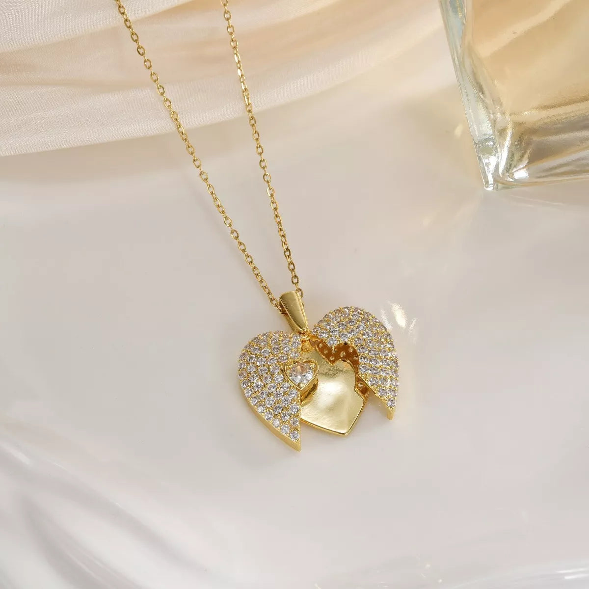 Dainty heart locket necklace everyday styling aesthetic