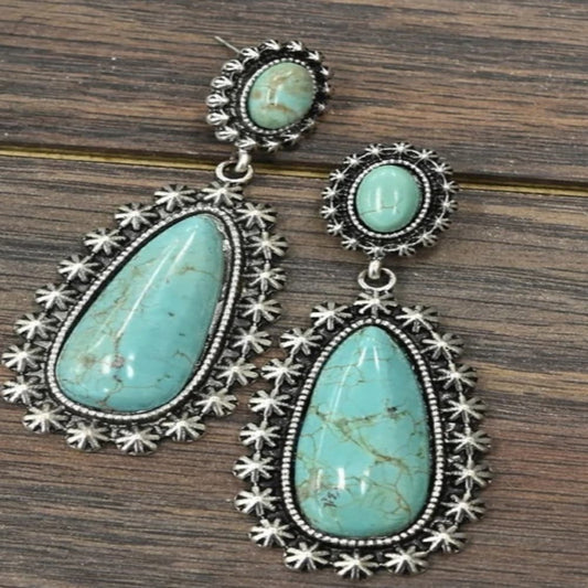 turquoise drop earrings western boho style