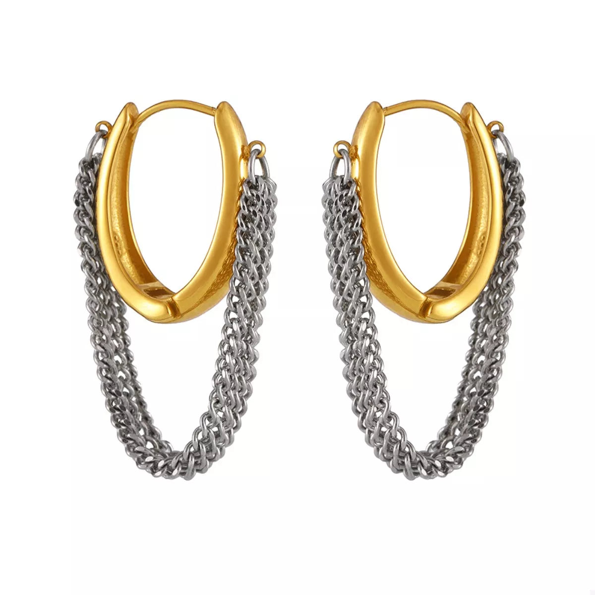 chain link hoop earrings gold everyday statement earrings