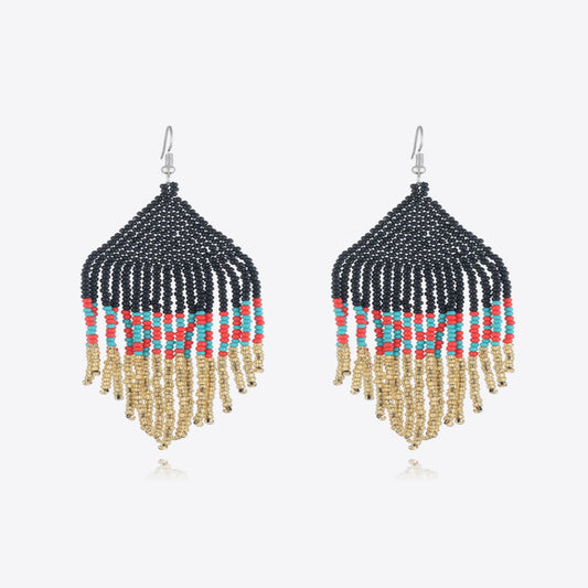 beaded fringe earrings boho western style