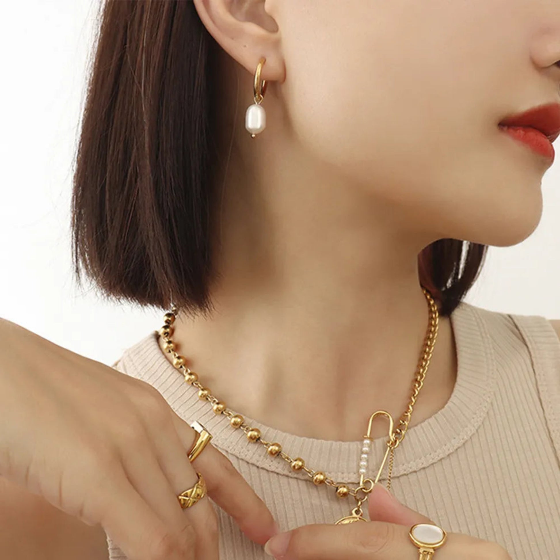 gold pearl drop earrings freshwater pearl jewelry