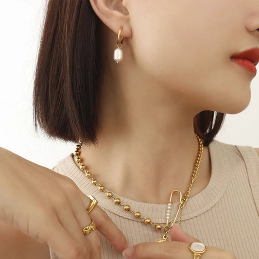 gold pearl drop earrings freshwater pearl jewelry