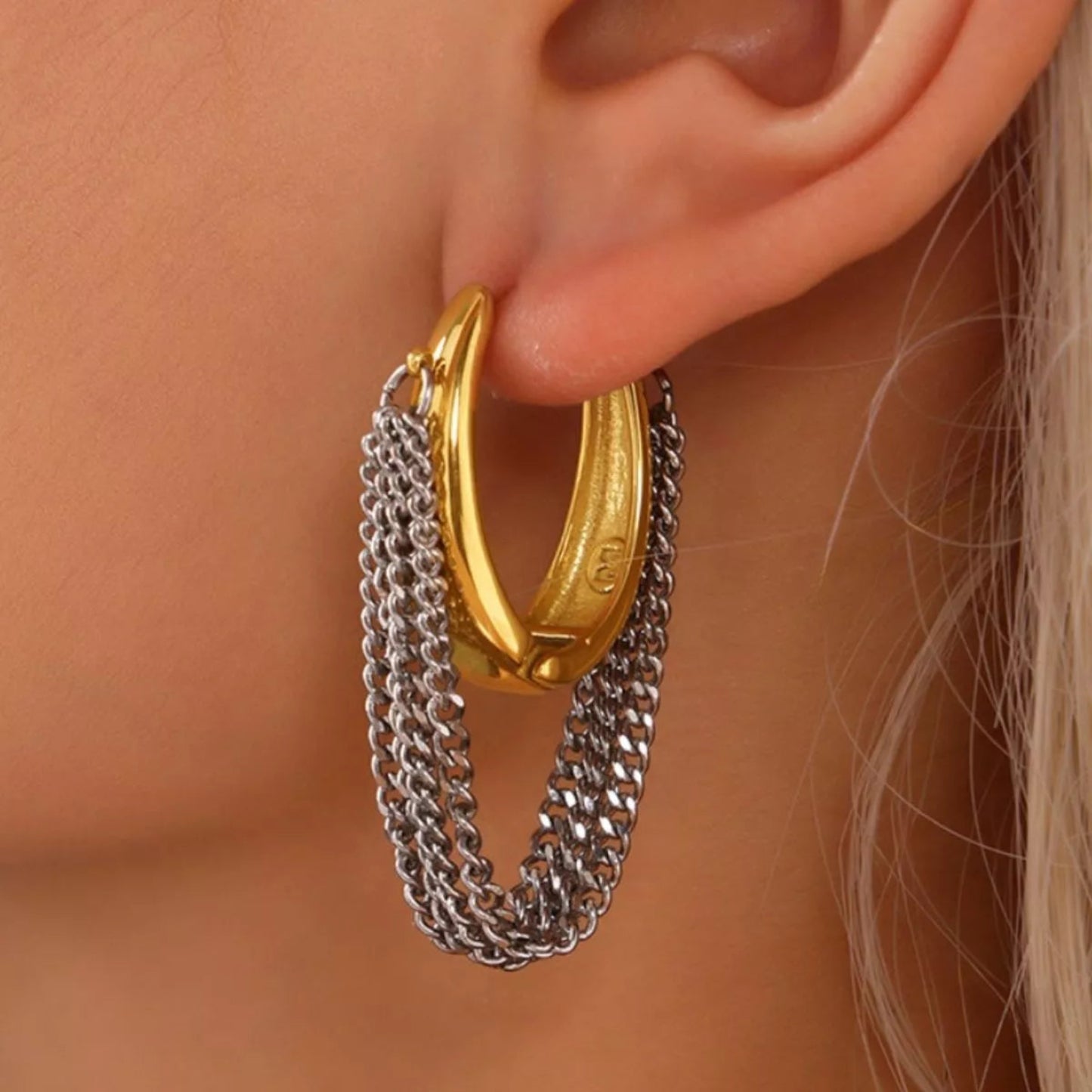 chunky gold hoop earrings chain link statement jewelry