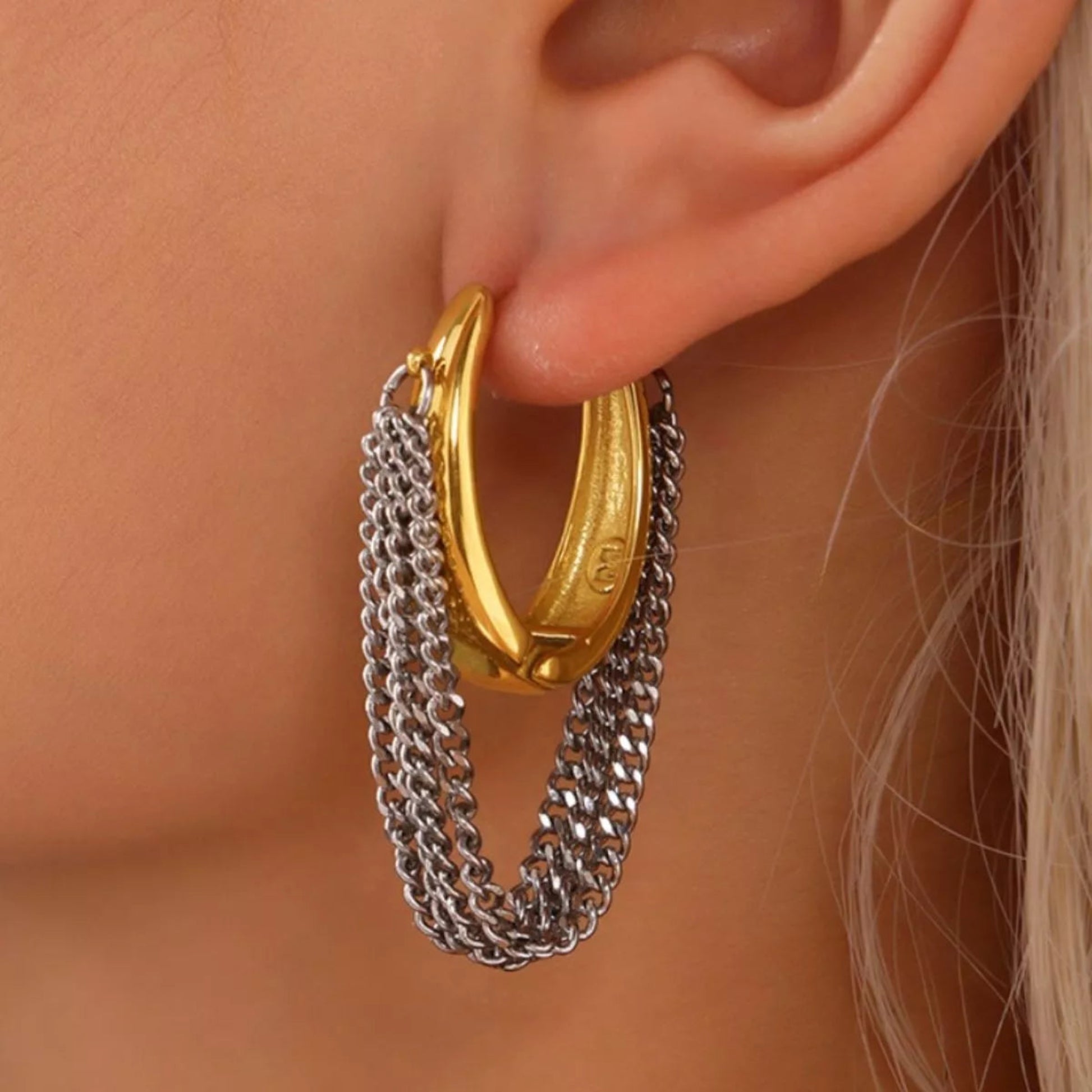 chunky gold hoop earrings chain link statement jewelry