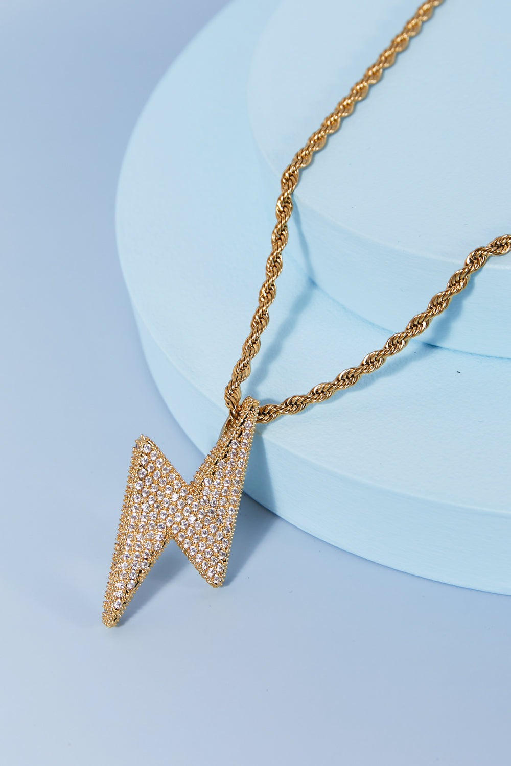 gold rhinestone lightning necklace minimal jewelry style